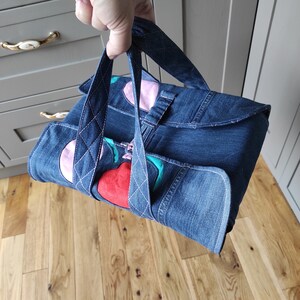Gewatteerde stof ovenschotel drager. Upcycled Denim. Cadeau voor Jeans Lovers.