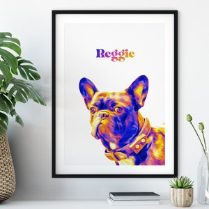 Pet Portrait Custom and Personalized. Bright and Colourful Pet Dog Wall Art DIGITAL DOWNLOAD to Print and Frame for gift