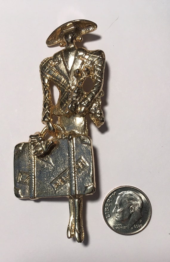 Vintage Statement Pin/Brooch World Traveler, Suitc