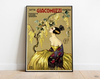 Ad for Vermouth Ditta Giacomuzzi Venezia, 1920 / Vintage Beverage Poster / Spirits