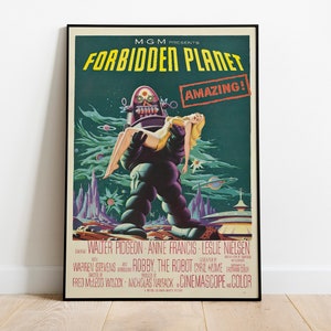 Forbidden Planet Retro Vintage Classic Sci Fi Movie Poster 1956 Black and  White Poster by Carol Japp - Fine Art America