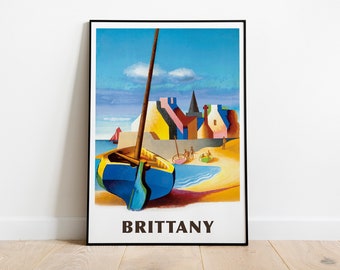 Brittany / French National Railroad Poster from 1954 / France //  Vintage Travel Posters