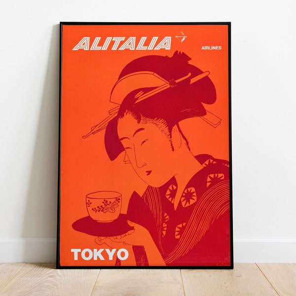 Tokyo Travel Poster - 1960 // Alitalia Airlines Poster  // Geisha // Vintage Travel Posters - DIGITAL FILE