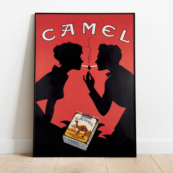 Affiche publicitaire pour cigarettes Camel de 1952 / Affiche de tabac / Affiche de Lucky Strike / Affiche publicitaire rétro de 1952 / Publicité vintage