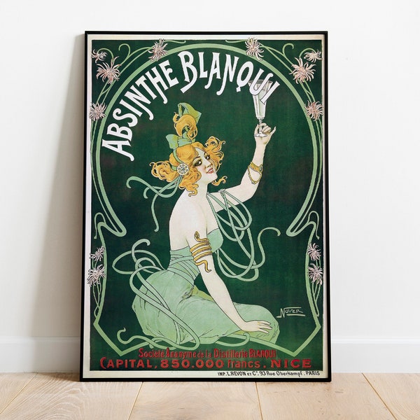 Ad for Absinthe Blanqui, 1900 / Vintage Beverage Poster / Spirits/ Vintage Posters