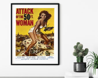Attack of the 50 foot woman Movie Poster // Vintage Science Fiction poster // Retro movie poster // Vintage Movie Posters