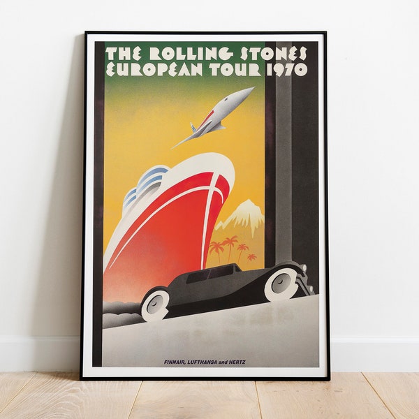 The Rolling Stones European Tour 1970 Poster von John Pasche // Vintage Musik Fan Poster // Retro Poster // Vintage Posters
