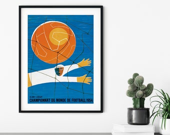 Vintage World Cup Football Poster / Soccer poster // Switzerland, 1954 // football poster // Print // Vintage Travel Wall Art Print