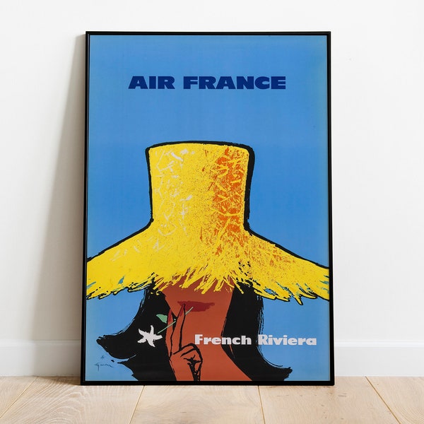 Air France // French Riviera by Rene Gruau // Retro Air France poster // France //  Vintage Travel Posters