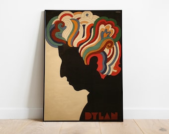 Bob Dylan Poster by Milton Glaser // "Dylan" // Vintage Music Fan posters // Retro Posters // Vintage Posters