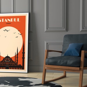 Istanbul // Hagia Sophia // Turkey // Retro City poster // Travel poster image 4