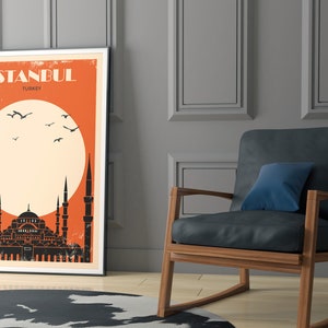 Istanbul // Hagia Sophia // Turkey // Retro City poster // Travel poster image 2