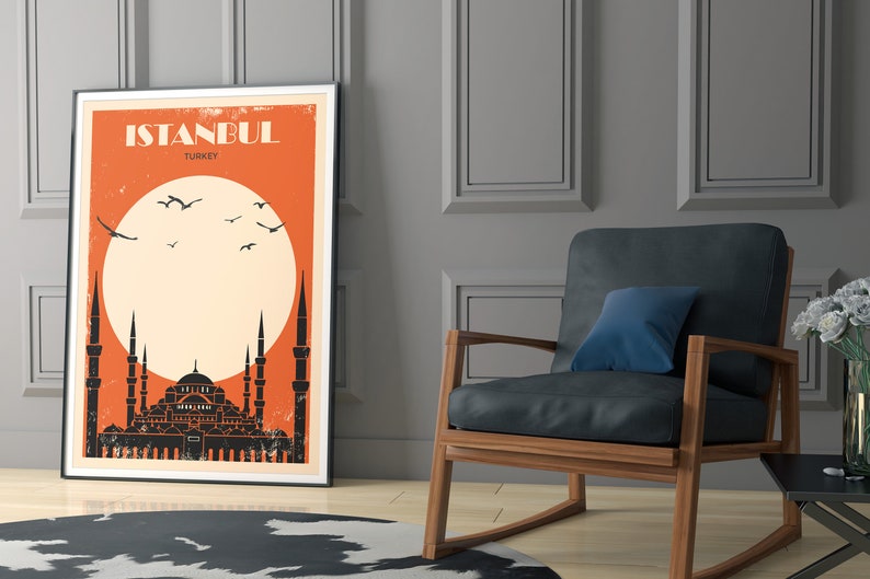 Istanbul // Hagia Sophia // Turkey // Retro City poster // Travel poster image 2