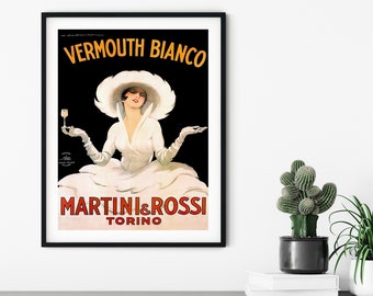 Ad for Vermouth Bianco, Martini & Rossi, Torino, c. 1926 / Vintage Beverage Poster / Spirits