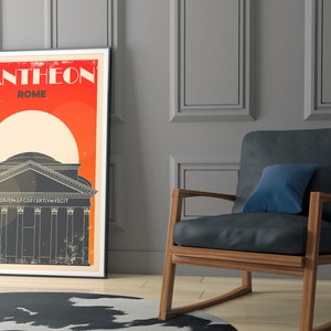 The Pantheon // Rome // Italy // Retro City poster // Travel poster // QUALITY PRINT image 2