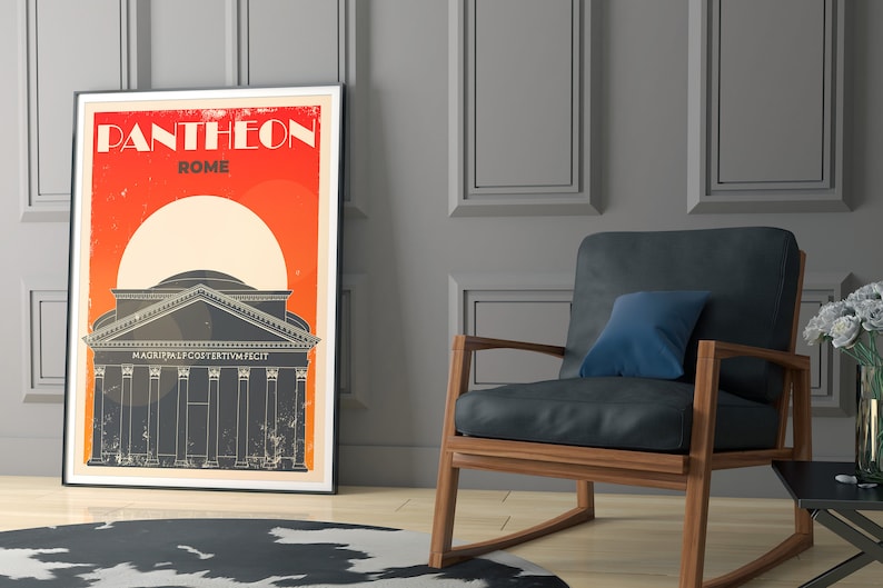 The Pantheon // Rome // Italy // Retro City poster // Travel poster // QUALITY PRINT image 2