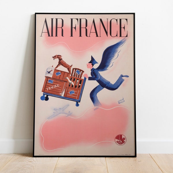 Poster di trasporto merci Air France // Poster retrò Air France // Francia // Poster di viaggio vintage