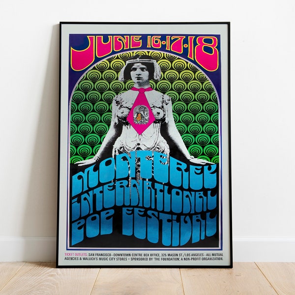 Jimi Hendrix / Janis Joplin / The Who - 1967 Monterey Pop Festival Poster // Musik Fan Poster // Retro Poster // Vintage Poster