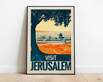 Vintage Visit Jerusalem, Israel from 1936 – Israel travel print // Jerusalem poster // Vintage Travel Posters - DIGITAL FILE