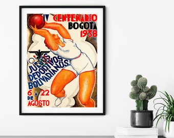 Vintage Bogota Nationale Championship // Basketball poster // Bogota, 1938 // Sports poster // Print // Vintage Sports Wall Art Print