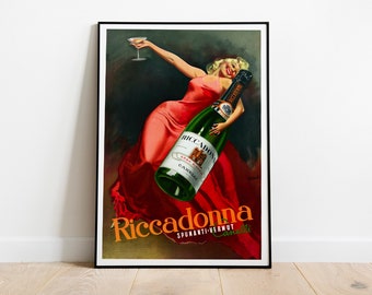 Ad for Riccadonna Spumanti Vermut, 1939 / Vintage Beverage Poster / Spirits