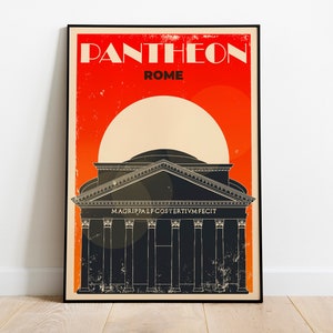 The Pantheon // Rome // Italy // Retro City poster // Travel poster // QUALITY PRINT image 1