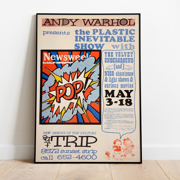 Velvet Underground / Andy Warhol 1966 The Trip, affiche de concert à Los Angeles // Affiches rétro // Affiches vintage