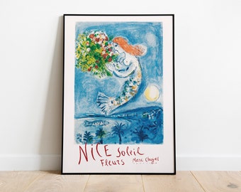 Marc Chagall - Nice Soleil Fleurs poster // Chagall poster // France // Chagall wall art // Vintage Travel Posters - PRINT