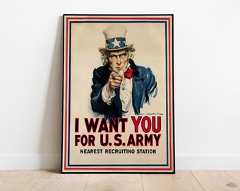 I Want You for U.S. Army poster, 1917 // Vintage Army Recruitment Poster // Uncle Sam Poster // Vintage Posters - DIGITAL FILE