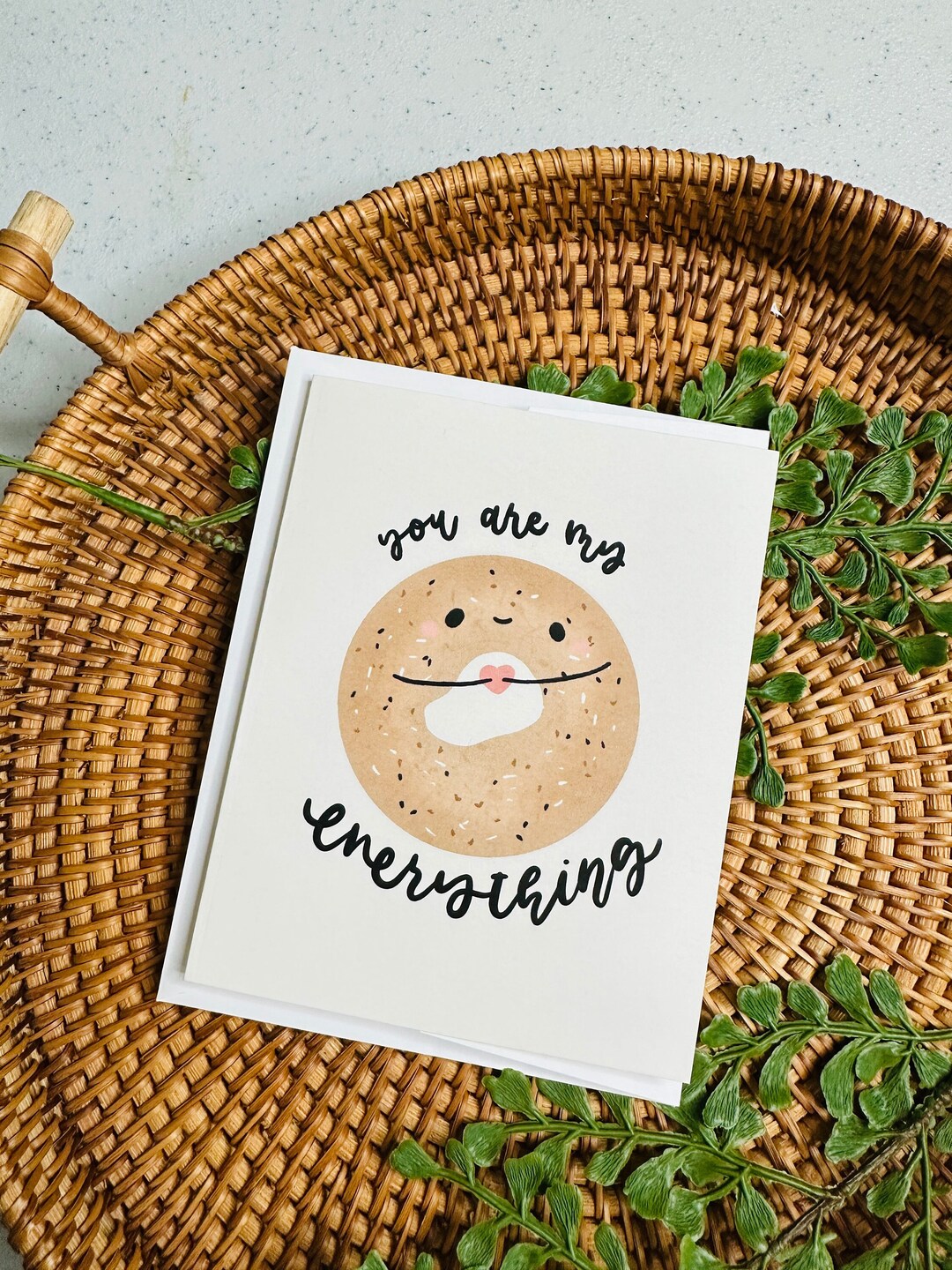 Individual Kawaii Everything Bagel Greeting Card Hand Drawn - Etsy