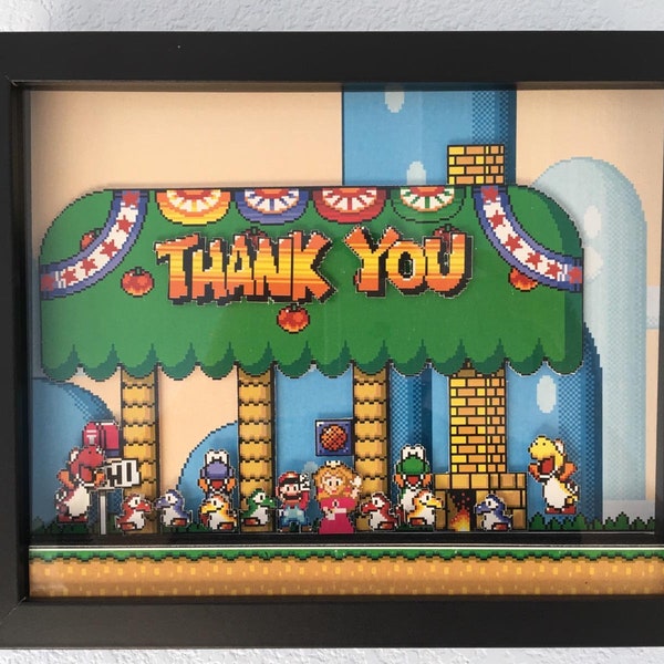 Super Mario World Shadowbox - SNES - Custom Made - Perfect Gift Idea - Frame 8” x 10”