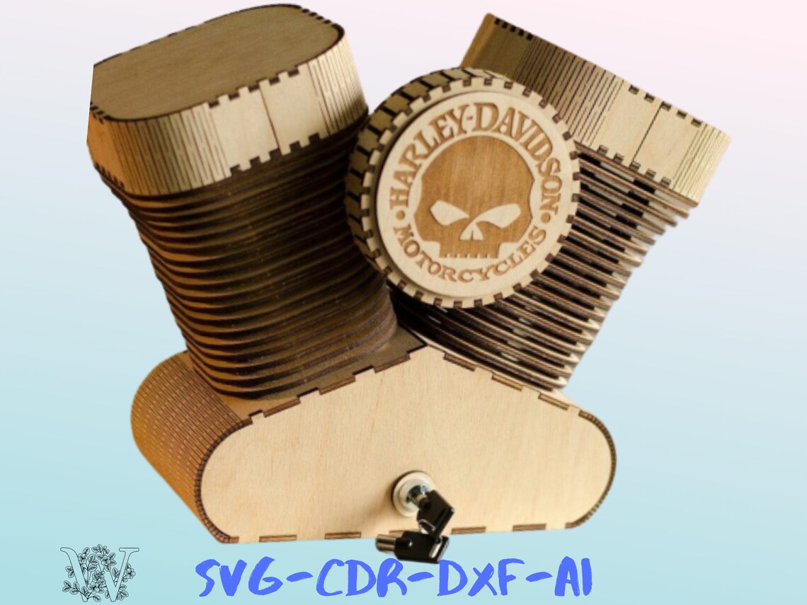 Lamp Motor Harley Davidson Laser Cut Template CDR SVG File Etsy