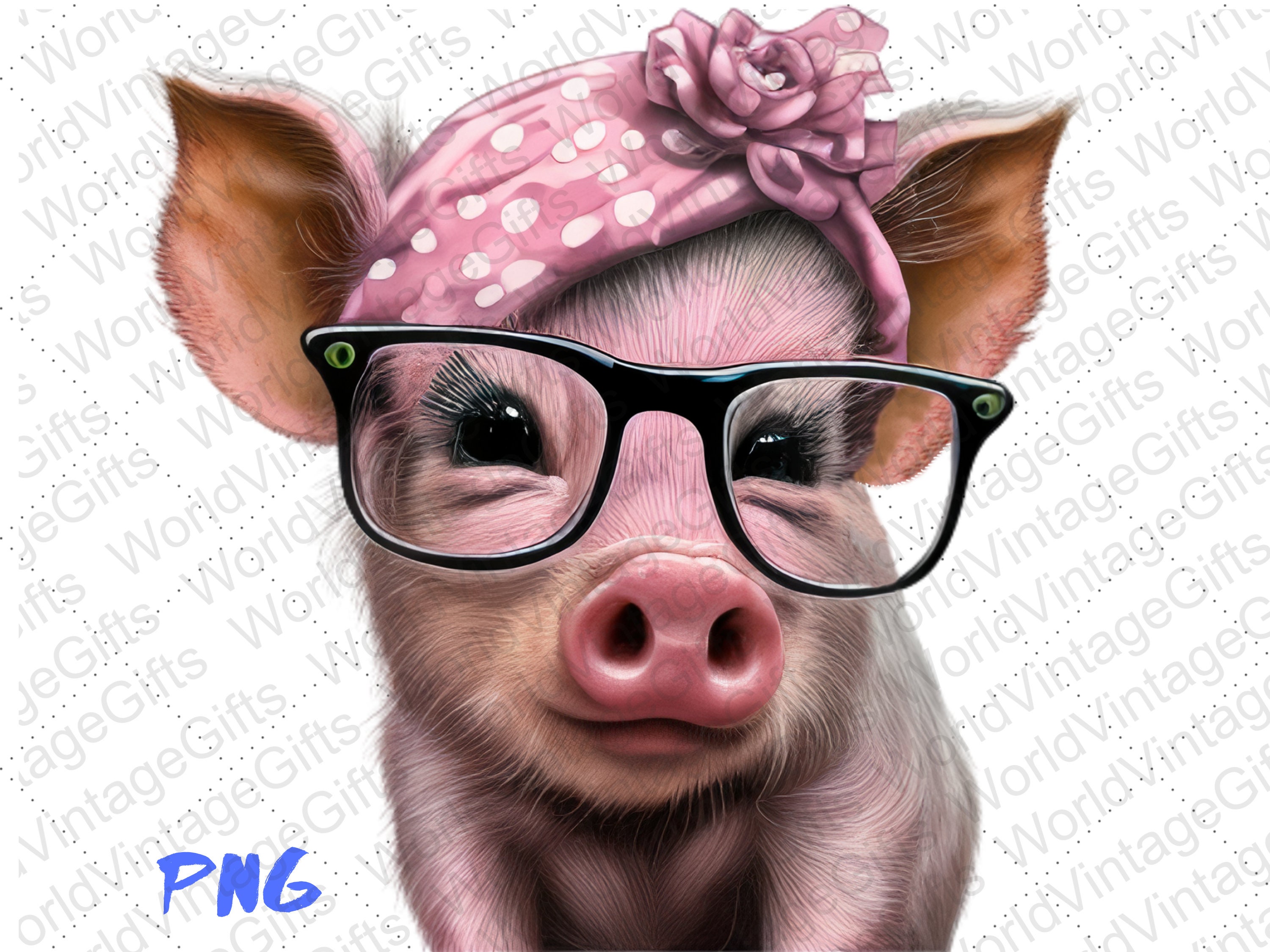 Pig Png Pig With Bandana Pig With Glasses Pig Clipart Cute - Etsy