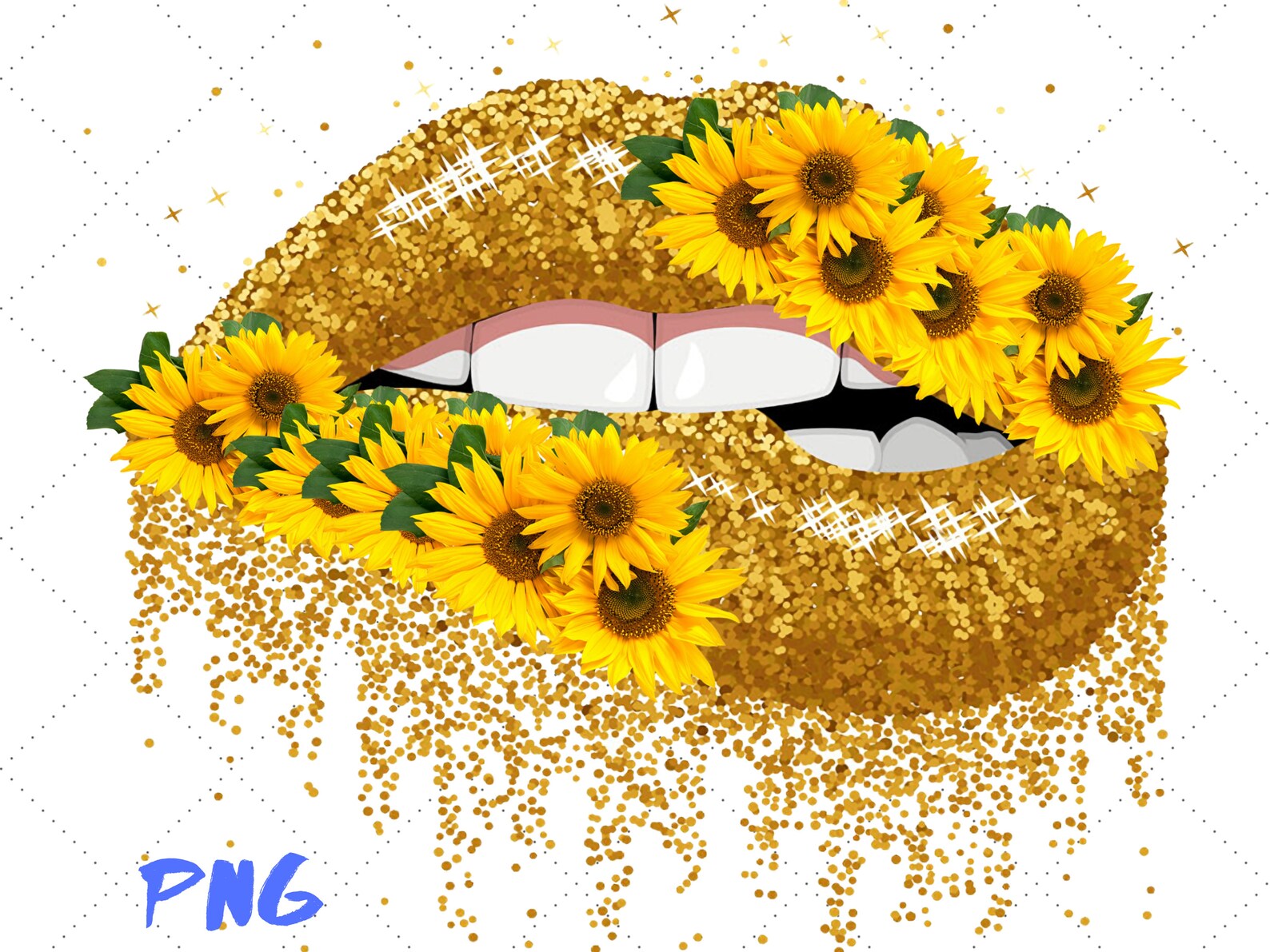 Lips Sunflowers Sunflower PNG Lips Sublimation Dripping Etsy