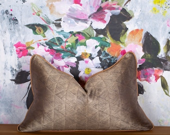 16"x24" Dedar Alaya Gold pillow cover - luxury Dedar pillow - contemporary gold metallic geometric throw pillow cushion - designer pillow
