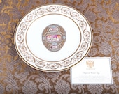 Faberge Imperial Cameo Easter Egg Charger Plate - 24K Gold Trim - Certificate - Original Box -Collector Very Rare Porcelain Limoges France