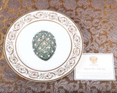 Faberge Imperial Rose Easter Egg Charger Plate - 24K Gold Trim - Certificate - Original Box - Collector Very Rare Porcelain Limoges France