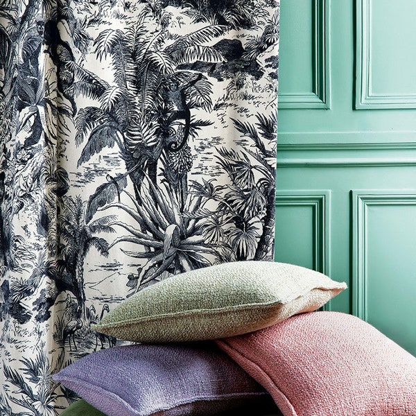 1 yard - Monochrome Jungle fabric - Manuel Canovas Paris Salvator Lin - French designer fabric - exotic tropical jungle fabric