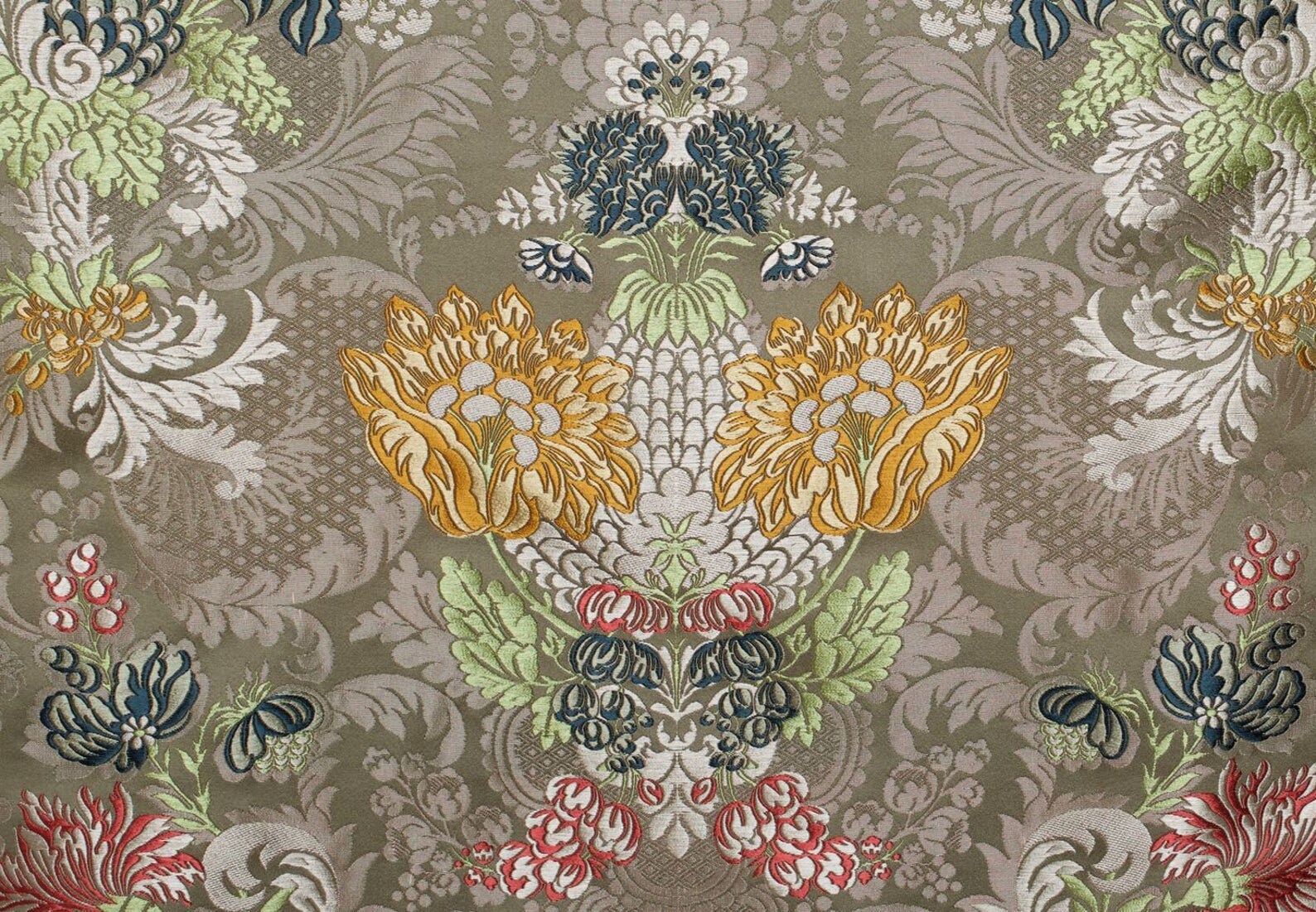 2 Yards Luxurious Silk Lampas Fabric Watts of Westminster Etsy