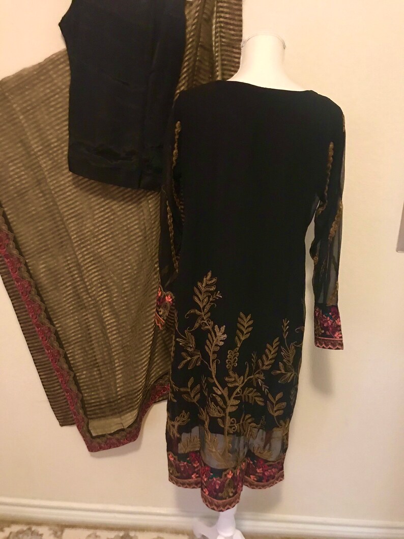New eid connection Pakistani three pieces suit embroidery chiffon,
