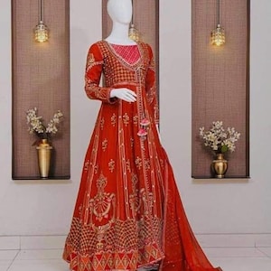 Pakistani long maxi dress, Pakistani gown dress, Pakistani chiffon dress Pakistani clothes party wear dress.