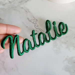 Custom embroidered Name Iron on Patch Script font Personalized Your Name Embroidery Applique patch | Stockings | Bridal | Wedding | Mothers