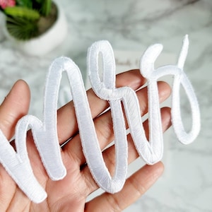 Custom embroidery Name Iron on Patch 1pc Script font Personalized Wedding Bridal Mrs Jacket Veil | Bride to be embroidery iron on last name