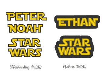 Patch termocolante bordado personalizado com fonte de Star Wars