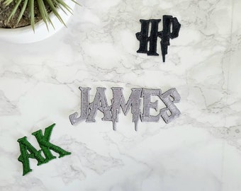 Custom Harry Potter embroidery Iron on Patch for Harry Potter fans gift for Potterheads Name Harry Potter Font lightening bolt letters DIY