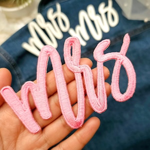 Mrs Embroidery Patch Iron on Script Bridal Mrs Jacket Veil | Bride to be wedding embroidery bachelorette party Mrs to be Mrs Patch Mrs Decal