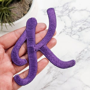 Embroidered Monogram 1 Letter | Name Iron on embroidery Patch Curly Script font Applique | Christmas Stockings, Bridal,  Wedding, Gifts