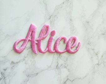 Custom embroidered Name Iron on Patch Script font Personalized Your Name Freestanding Applique Letter | Stockings | Bridal | Wedding | Gifts