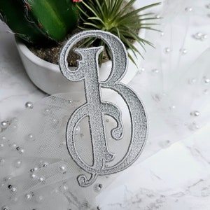 Embroidered Monogram 1 Letter | Name Iron on embroidery Patch Royal Script font Applique | Christmas Stockings, Bridal,  Wedding, Gifts