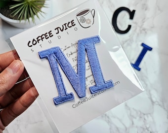Embroidered Monogram Letters Name Iron on embroidery Patch Block Serif font Applique iron-on initials letter logo emblem patch Block letter